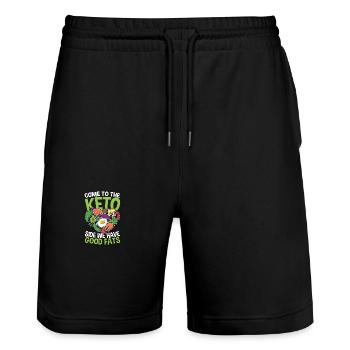 Lustiger Vegetarierer Spruch Gesunde Ernährung - Stanley/Stella Unisex Bio Joggingshorts Trainer  - Schwarz - Vorne - Nik (191cm) & Marisol (170cm)