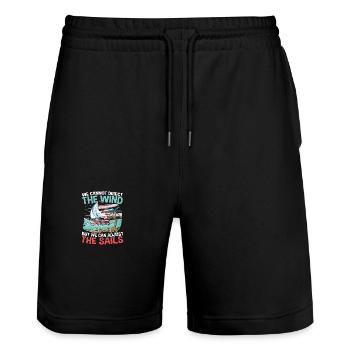 We Can't Direct The Wind But We Can Adjust The - Stanley/Stella Unisex Bio Joggingshorts Trainer  - Schwarz - Vorne - Nik (191cm) & Marisol (170cm)