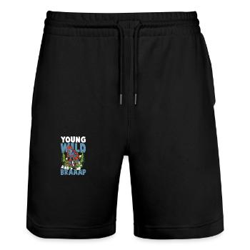 Young Wild And Braaap - Stanley/Stella Unisex Bio Joggingshorts Trainer  - Schwarz - Vorne - Nik (191cm) & Marisol (170cm)