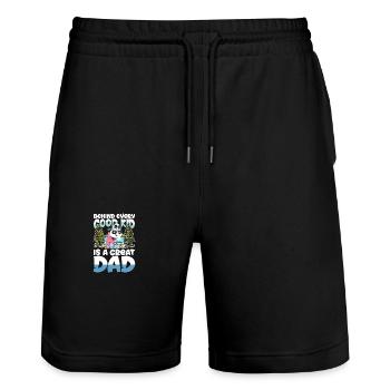 BEHIND EVERY GOOD KID IS A GREAT DAD - Stanley/Stella Unisex Bio Joggingshorts Trainer  - Schwarz - Vorne - Nik (191cm) & Marisol (170cm)