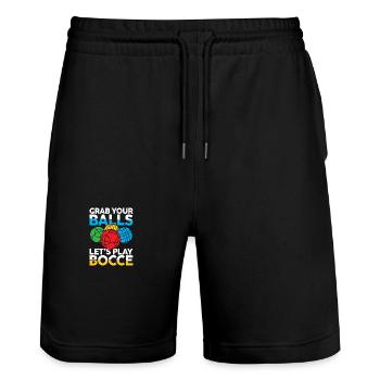 Petanque Petanque Boccia Bocce Boule für einen - Stanley/Stella Unisex Bio Joggingshorts Trainer  - Schwarz - Vorne - Nik (191cm) & Marisol (170cm)