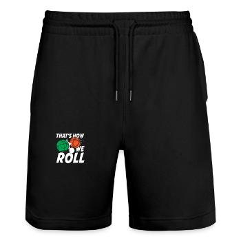 That's How We Roll - Stanley/Stella Unisex Bio Joggingshorts Trainer  - Schwarz - Vorne - Nik (191cm) & Marisol (170cm)