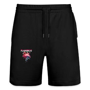 Flamingo Color Splash für einen Flamingo Fan - Stanley/Stella Unisex Bio Joggingshorts Trainer  - Schwarz - Vorne - Nik (191cm) & Marisol (170cm)