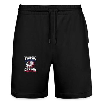They Stole My Land So I Stole Their Hears - Stanley/Stella Unisex Bio Joggingshorts Trainer  - Schwarz - Vorne - Nik (191cm) & Marisol (170cm)