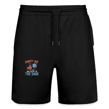 Annoy Me And You Act In The Dark - Stanley/Stella Unisex Bio Joggingshorts Trainer  - Schwarz - Vorne - Nik (191cm) & Marisol (170cm)