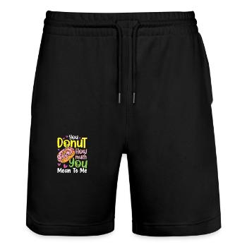 You Donut How Much You Mean To Me für einen - Stanley/Stella Unisex Bio Joggingshorts Trainer  - Schwarz - Vorne - Nik (191cm) & Marisol (170cm)