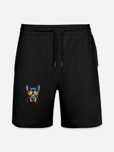 Doberman Dog Head Cool - Stanley/Stella Trainer Unisex Organic Jogging Shorts - black