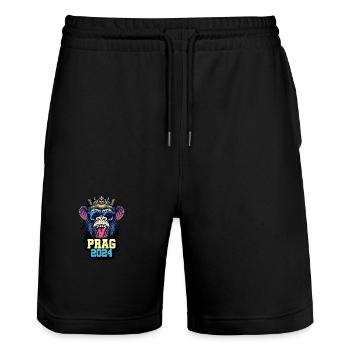 Prag 2024 Affe - Stanley/Stella Unisex Bio Joggingshorts Trainer  - Schwarz - Vorne - Nik (191cm) & Marisol (170cm)