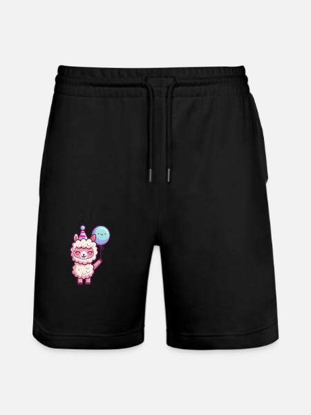 Alpaca Llama Birthday Comic - Stanley/Stella Trainer Unisex Organic Jogging Shorts - black