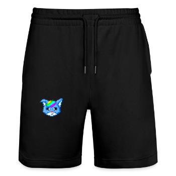 Pixelart Blue fox - Stanley/Stella Trainer Unisex Organic Jogging Shorts - black - Front - Nik (191cm) & Marisol (170cm)