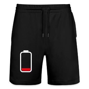 LOW BATTERY - White - Stanley/Stella Trainer Unisex Organic Jogging Shorts - black - Front - Nik (191cm) & Marisol (170cm)