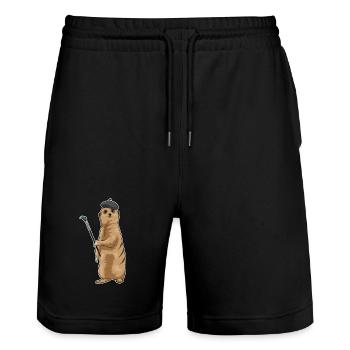 Erdmännchen Maler Pinsel Malen - Stanley/Stella Unisex Bio Joggingshorts Trainer  - Schwarz - Vorne - Nik (191cm) & Marisol (170cm)