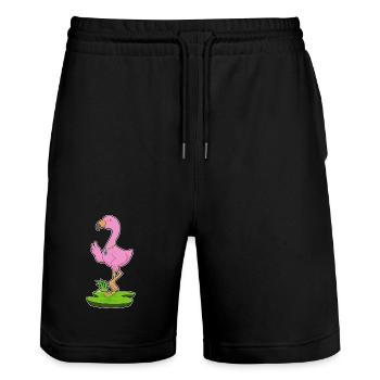 Flamingo Necklace - Stanley/Stella Trainer Unisex Organic Jogging Shorts - black - Front - Nik (191cm) & Marisol (170cm)