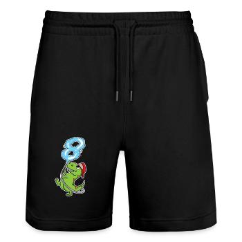 8e anniversaire dinosaure pompier cadeau - Short de jogging bio TRAINER Stanley/Stella unisexe - noir - Devant - Nik (191cm) & Marisol (170cm)