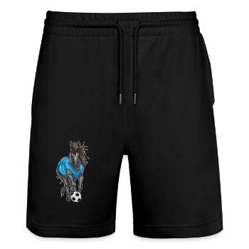 Pferd Fußballspieler Fußball - Stanley/Stella Unisex Bio Joggingshorts Trainer  - Schwarz - Vorne - Nik (191cm) & Marisol (170cm)