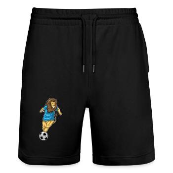 Löwe Fußballspieler Fußball - Stanley/Stella Unisex Bio Joggingshorts Trainer  - Schwarz - Vorne - Nik (191cm) & Marisol (170cm)