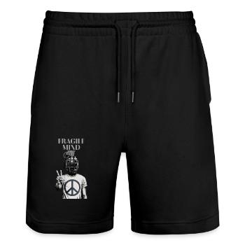 Fragile Mind - Stanley/Stella Trainer Unisex Organic Jogging Shorts - black - Front - Nik (191cm) & Marisol (170cm)