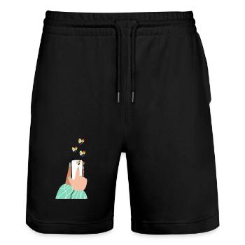 Pride hearts on the smartphone - Stanley/Stella Trainer Unisex Organic Jogging Shorts - black - Front - Nik (191cm) & Marisol (170cm)