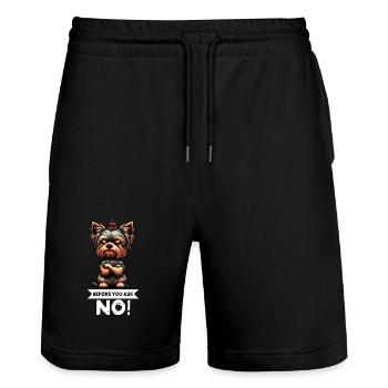 Before You Ask Yorkshire Terrier Yorkie Yorkies - Stanley/Stella Unisex Bio Joggingshorts Trainer  - Schwarz - Vorne - Nik (191cm) & Marisol (170cm)