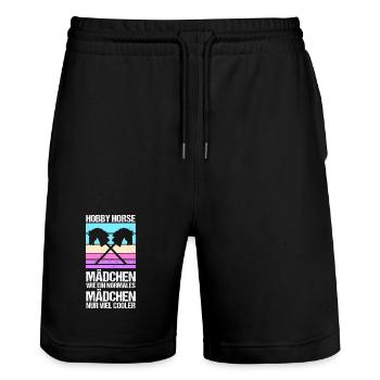Steckenpferd Hobbyhorse Hobby Horsing - Stanley/Stella Unisex Bio Joggingshorts Trainer  - Schwarz - Vorne - Nik (191cm) & Marisol (170cm)