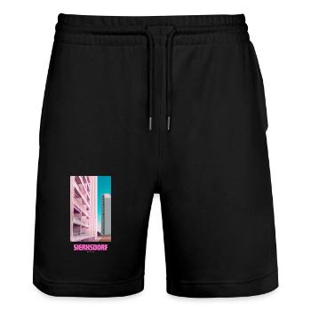 SIERKSDORF OSTSEE - Stanley/Stella Unisex Bio Joggingshorts Trainer  - Schwarz - Vorne - Nik (191cm) & Marisol (170cm)