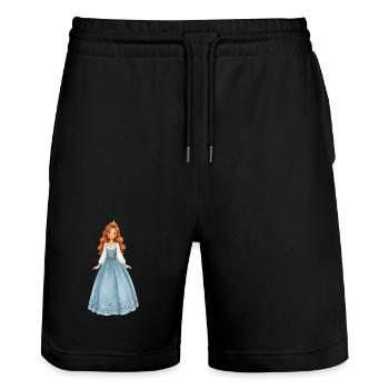 Prinzessin im Eiskristallkleid - Stanley/Stella Unisex Bio Joggingshorts Trainer  - Schwarz - Vorne - Nik (191cm) & Marisol (170cm)