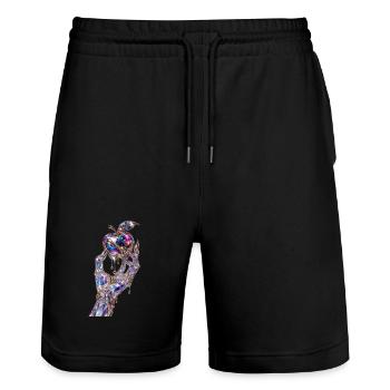 Metallic Crystal Apple Hand - Stanley/Stella Trainer Unisex Organic Jogging Shorts - black - Front - Nik (191cm) & Marisol (170cm)