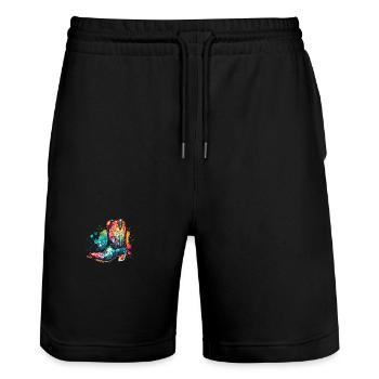 Line Dance meine Passion mein Glück - Stanley/Stella Unisex Bio Joggingshorts Trainer  - Schwarz - Vorne - Nik (191cm) & Marisol (170cm)