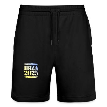 Ibiza 2025 - Stanley/Stella Unisex Bio Joggingshorts Trainer  - Schwarz - Vorne - Nik (191cm) & Marisol (170cm)