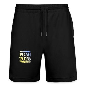 Prague 2025 - Stanley/Stella Trainer Unisex Organic Jogging Shorts - black - Front - Nik (191cm) & Marisol (170cm)
