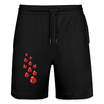 Wilde Weihnachtskugeln mit Weihnachtsbäumen. - Stanley/Stella Unisex Bio Joggingshorts Trainer  - Schwarz - Vorne - Nik (191cm) & Marisol (170cm)