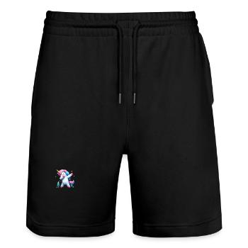 Dabbing Licorne Polygone Petit - Short de jogging bio TRAINER Stanley/Stella unisexe - noir - Devant - Nik (191cm) & Marisol (170cm)