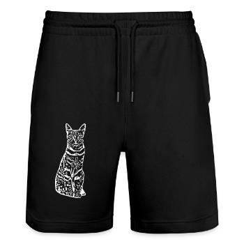 Chat chat chaton - Short de jogging bio TRAINER Stanley/Stella unisexe - noir - Devant - Nik (191cm) & Marisol (170cm)