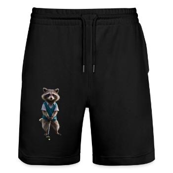 Sport-Waschbär - Stanley/Stella Unisex Bio Joggingshorts Trainer  - Schwarz - Vorne - Nik (191cm) & Marisol (170cm)