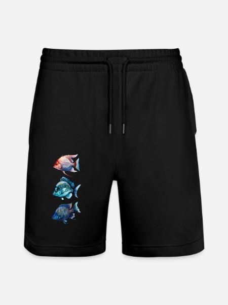 Bunte Meeresfische Trio - Stanley/Stella Unisex Bio Joggingshorts Trainer  - Schwarz