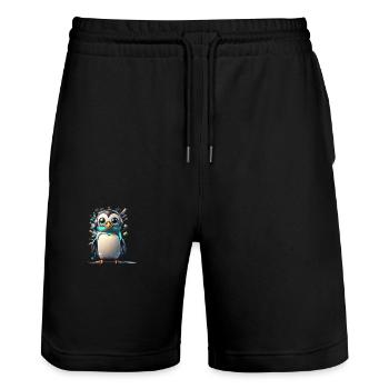 Robot Pingouin - Short de jogging bio TRAINER Stanley/Stella unisexe - noir - Devant - Nik (191cm) & Marisol (170cm)