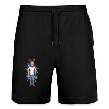 Donkey man - Stanley/Stella Trainer Unisex Organic Jogging Shorts - black - Front - Nik (191cm) & Marisol (170cm)