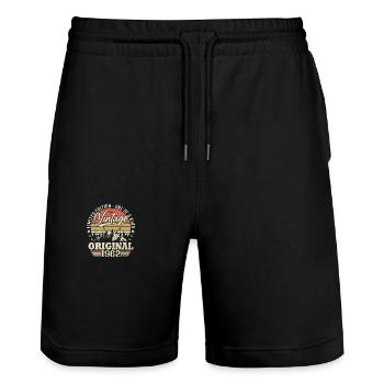 Vintage Birthday Gift Idea Original 1962 - Stanley/Stella Trainer Unisex Organic Jogging Shorts - black - Front - Nik (191cm) & Marisol (170cm)