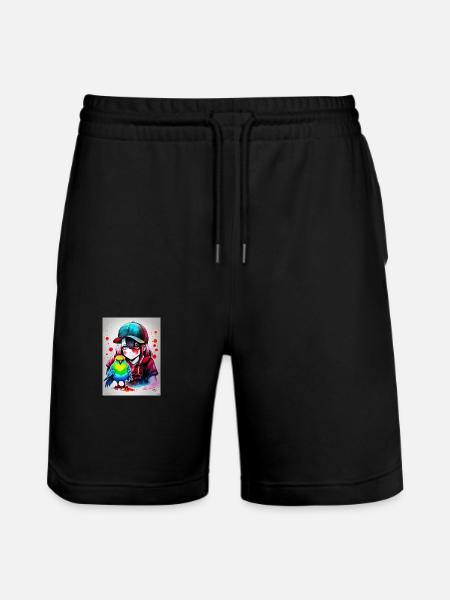Farbe Papageienmädchen - Stanley/Stella Unisex Bio Joggingshorts Trainer  - Schwarz