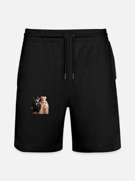 Two teddy bears newly married - Stanley/Stella Trainer Unisex Organic Jogging Shorts - black