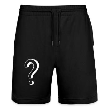 Question Mark Comic - Stanley/Stella Trainer Unisex Organic Jogging Shorts - black - Front - Nik (191cm) & Marisol (170cm)