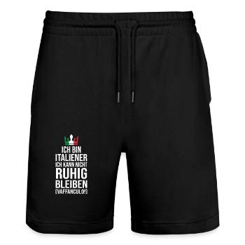 Italien Italiener Vaffanculo - Stanley/Stella Unisex Bio Joggingshorts Trainer  - Schwarz - Vorne - Nik (191cm) & Marisol (170cm)