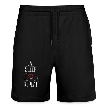 Eat Sleep Ride Repeat Cycling - Stanley/Stella Trainer Unisex Organic Jogging Shorts - black - Front - Nik (191cm) & Marisol (170cm)