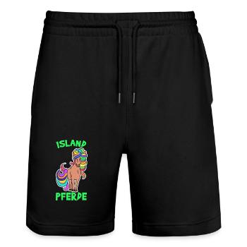Horses Pony Icelandic Horses Icelandic Quote Horse Fan - Stanley/Stella Trainer Unisex Organic Jogging Shorts - black - Front - Nik (191cm) & Marisol (170cm)