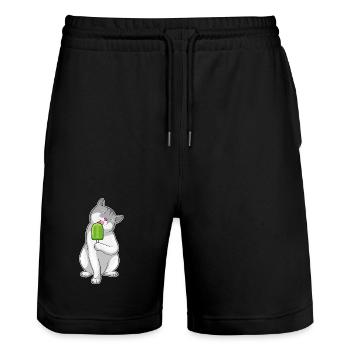 Popsicles pour chat - Short de jogging bio TRAINER Stanley/Stella unisexe - noir - Devant - Nik (191cm) & Marisol (170cm)