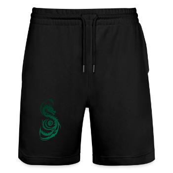 Green Tribal Fantasy Dragon - Stanley/Stella Trainer Unisex Organic Jogging Shorts - black - Front - Nik (191cm) & Marisol (170cm)