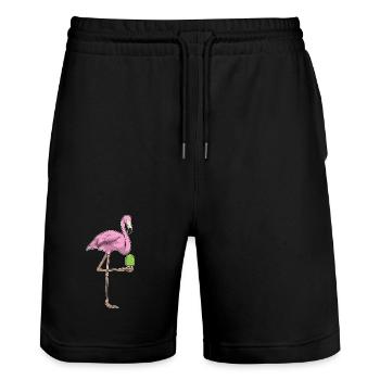 Popsicles flamants roses - Short de jogging bio TRAINER Stanley/Stella unisexe - noir - Devant - Nik (191cm) & Marisol (170cm)