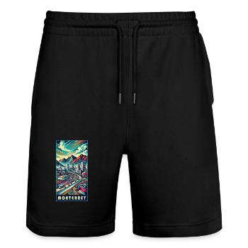 Monterrey Mexico City Travel Design - Stanley/Stella Trainer Unisex Organic Jogging Shorts - black - Front - Nik (191cm) & Marisol (170cm)
