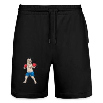 Pitbull Boxer Boxing Gloves Boxing - Stanley/Stella Trainer Unisex Organic Jogging Shorts - black - Front - Nik (191cm) & Marisol (170cm)