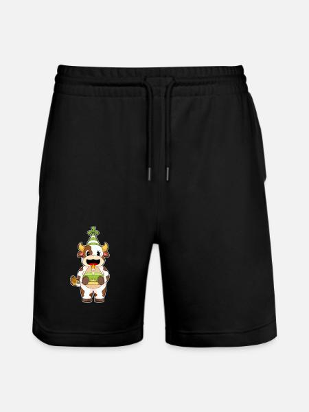 Cow Birthday Cake - Stanley/Stella Trainer Unisex Organic Jogging Shorts - black